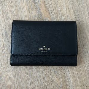 Kate Spade Black Flap Bifold Leather Wallet Black. Great Condition.